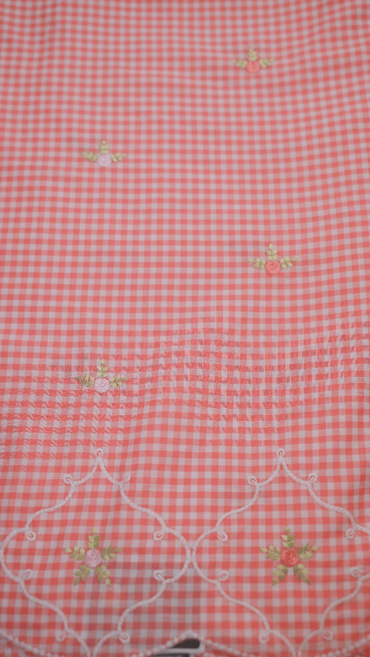 Cotton Check Material Candy Pink TRF3561