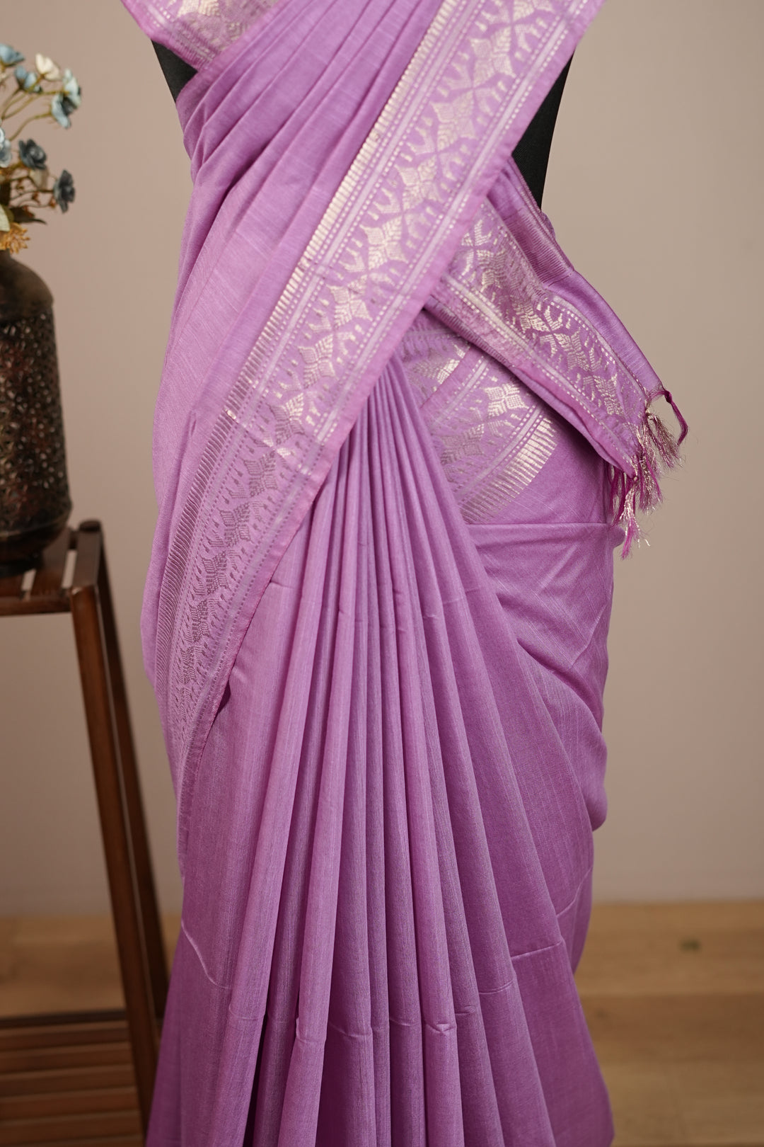 Linen Cotton Saree TSA0323