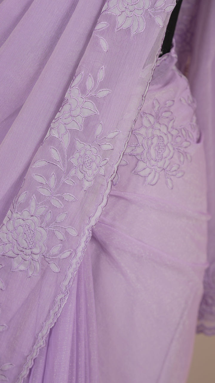 Crushed Chinnon Saree TSA0490