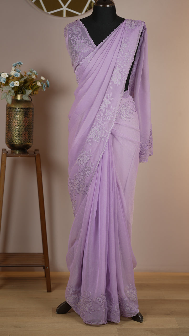 Crushed Chinnon Saree TSA0490