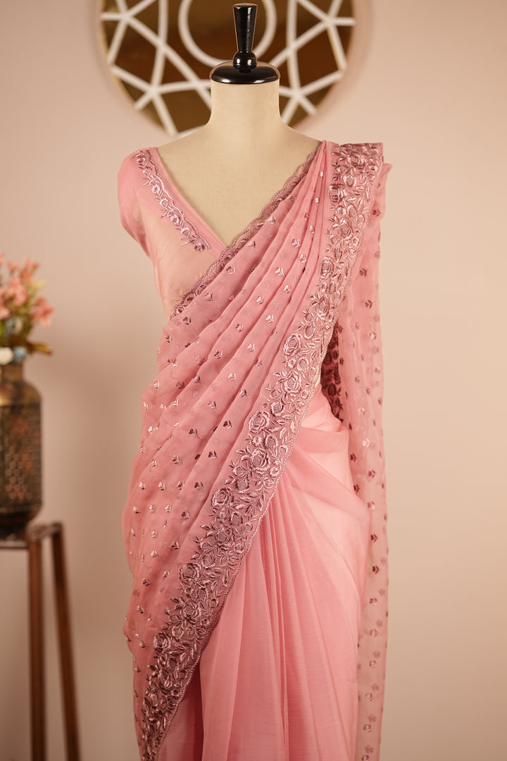 Crushed Chinnon Saree TSA0361