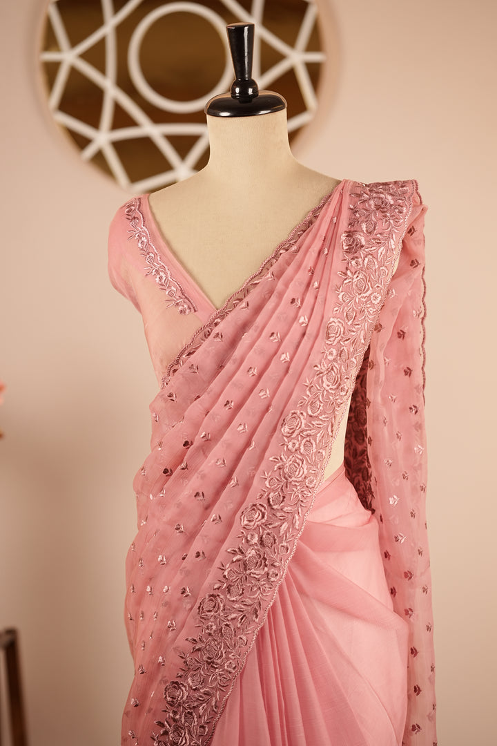 Crushed Chinnon Saree TSA0361