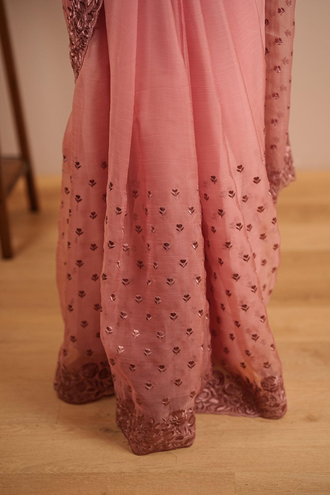 Crushed Chinnon Saree TSA0361