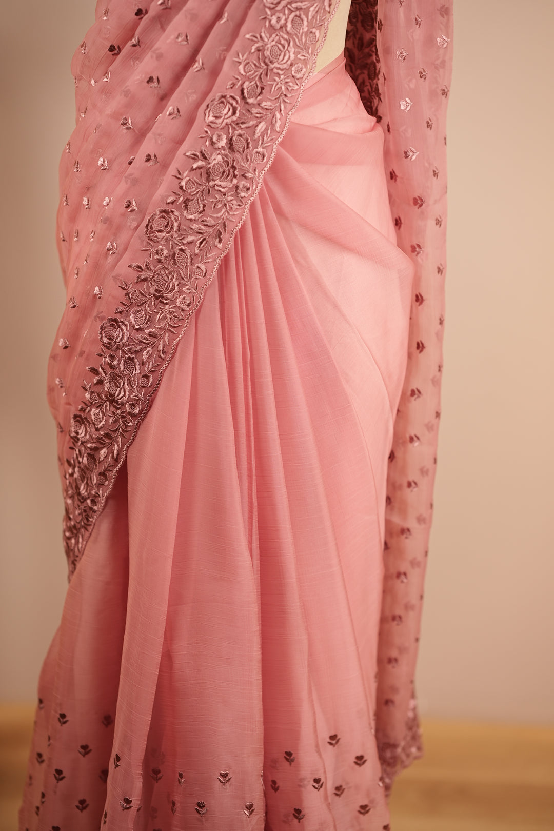 Crushed Chinnon Saree TSA0361