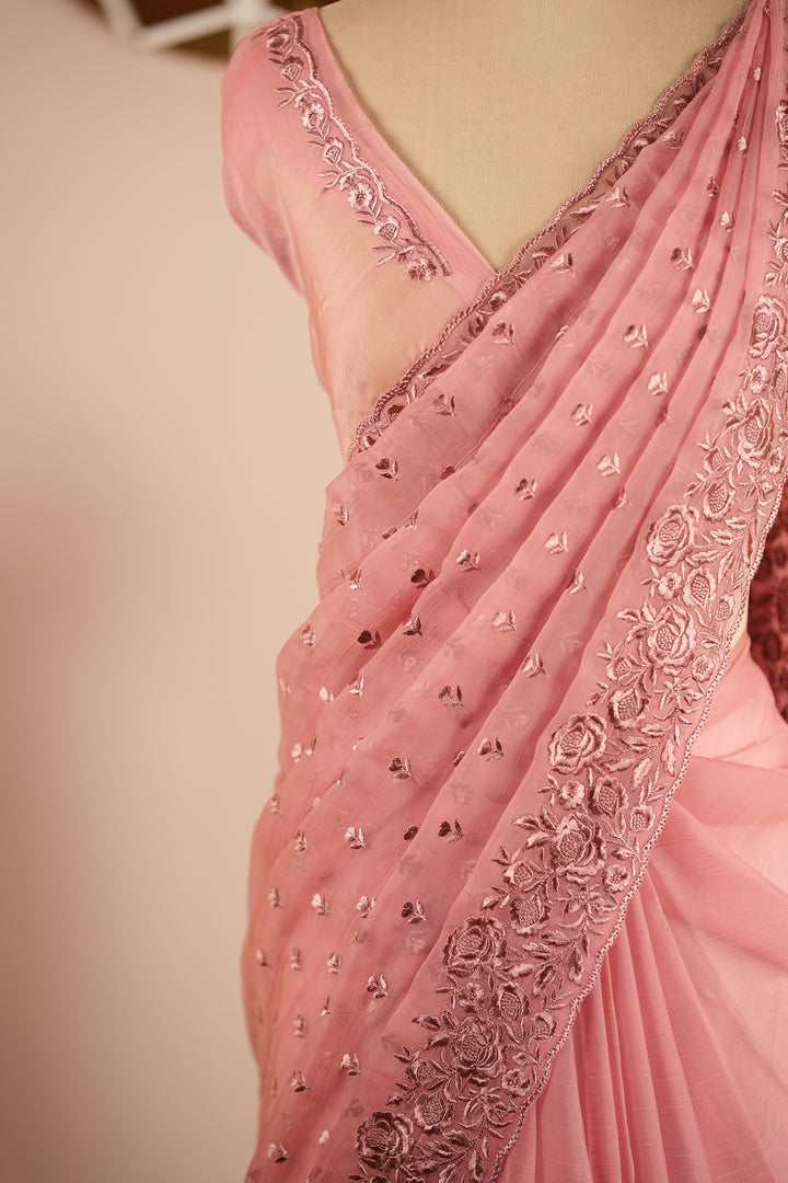 Crushed Chinnon Saree TSA0361