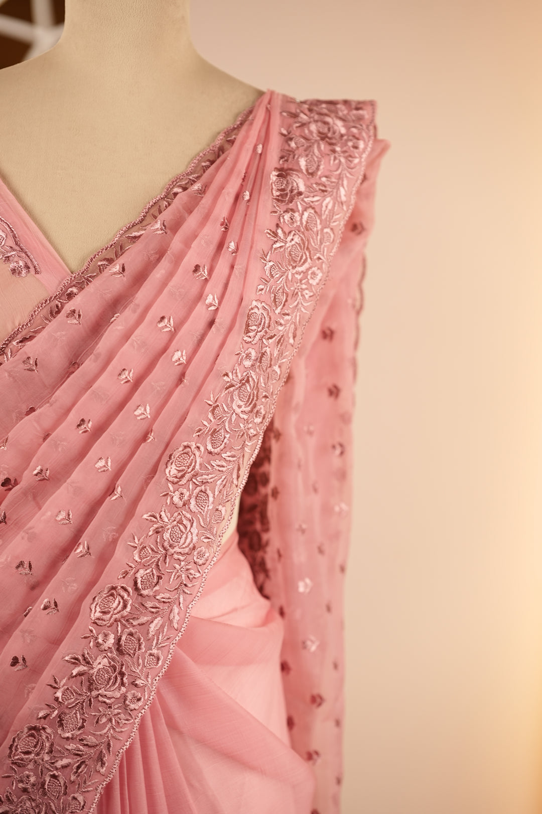 Crushed Chinnon Saree TSA0361