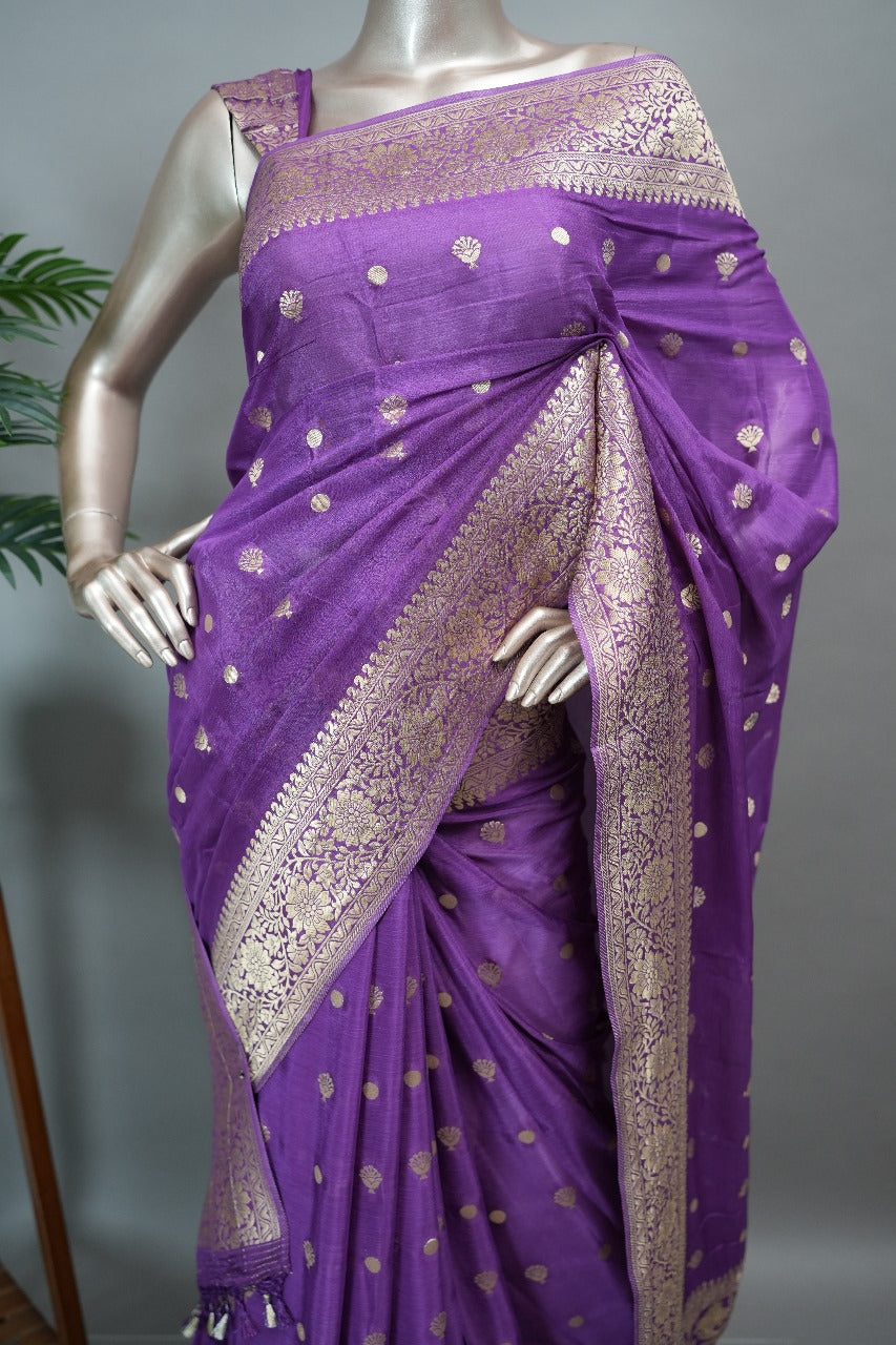 Semi Banarasi Crepe Silk Saree TSA178