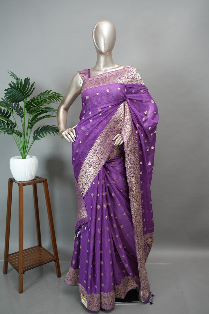 Semi Banarasi Crepe Silk Saree TSA178