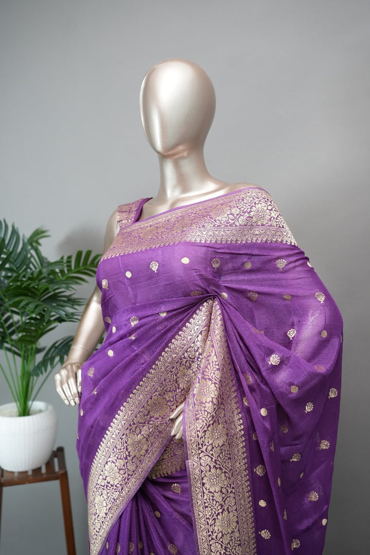 Semi Banarasi Crepe Silk Saree TSA178