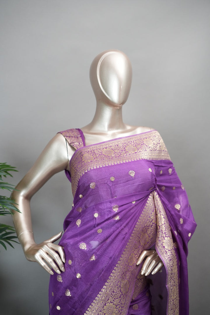 Semi Banarasi Crepe Silk Saree TSA178