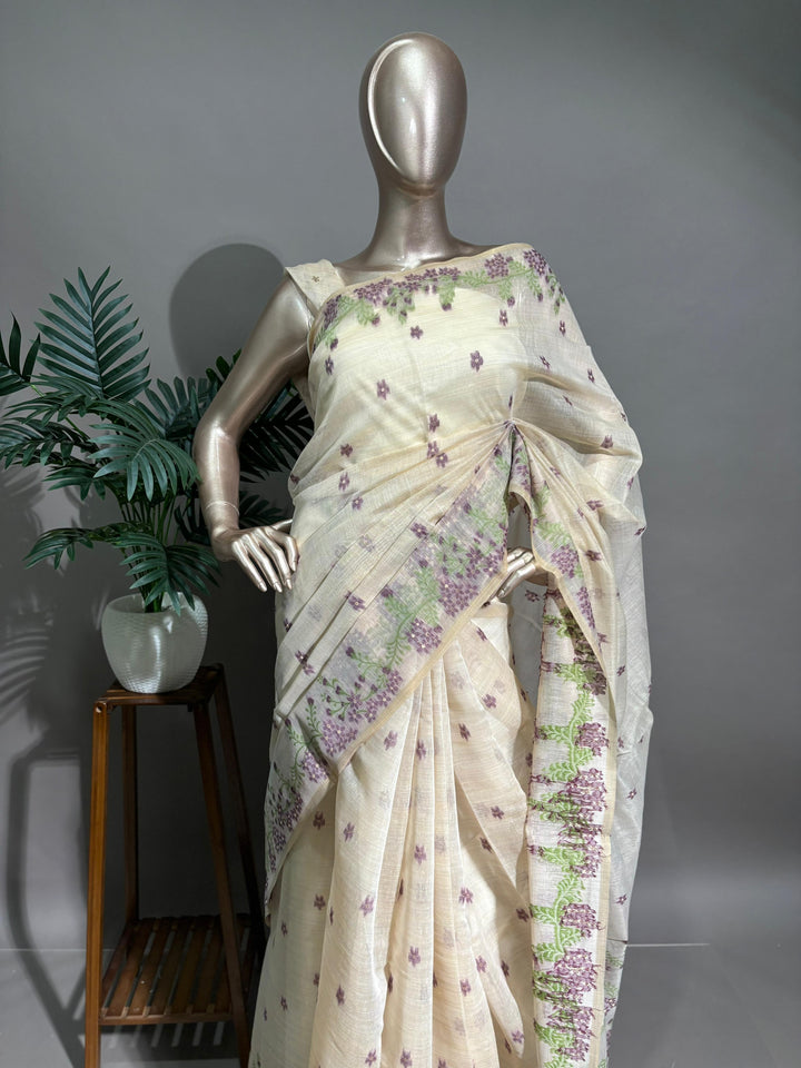 Chanderi Silk Jamdhani Work Saree  TSA1741