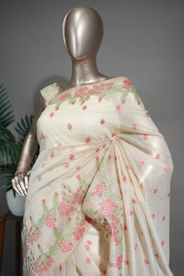 Chanderi Silk Jamdhani Work Saree  TSA1741