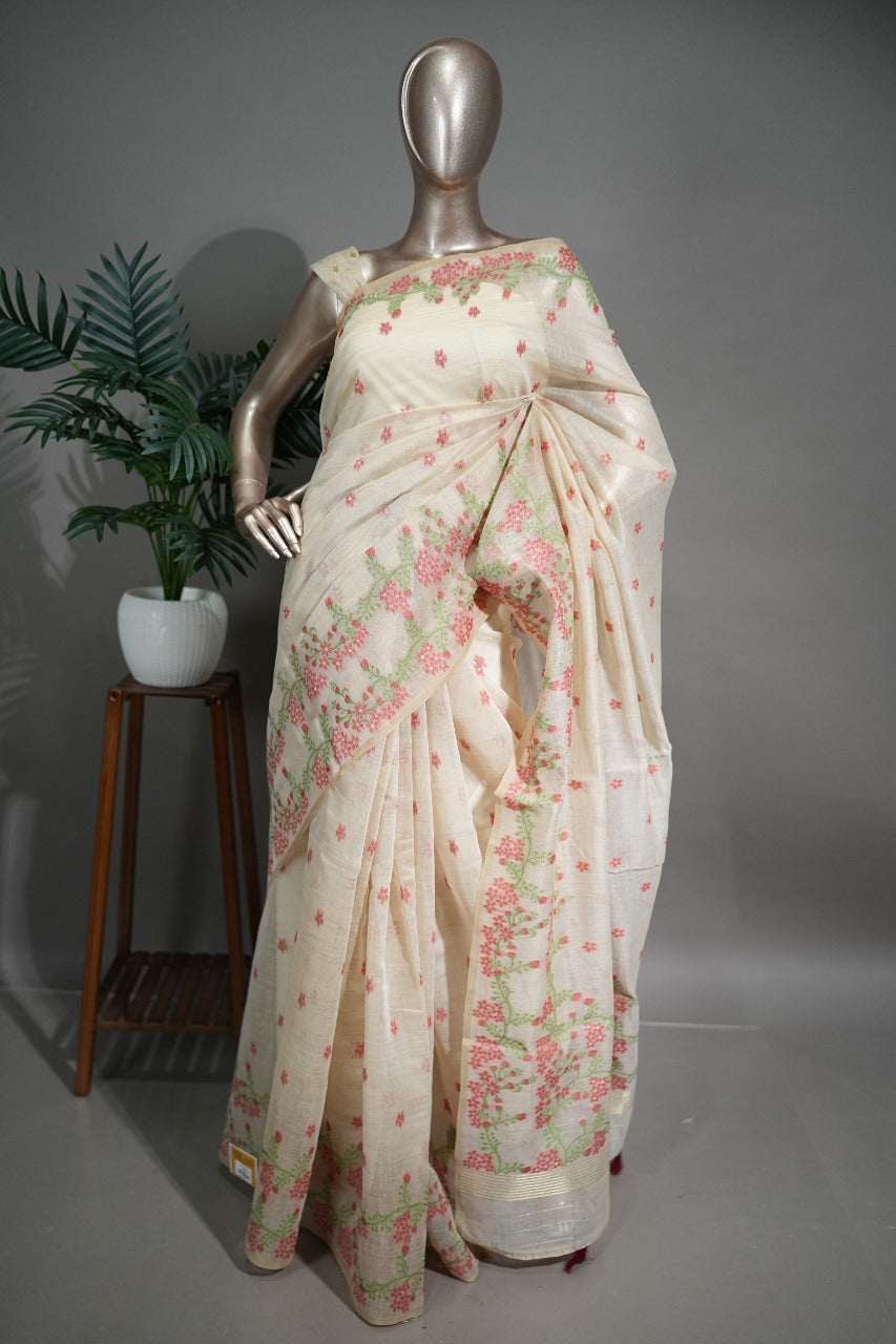 Chanderi Silk Jamdhani Work Saree  TSA1741