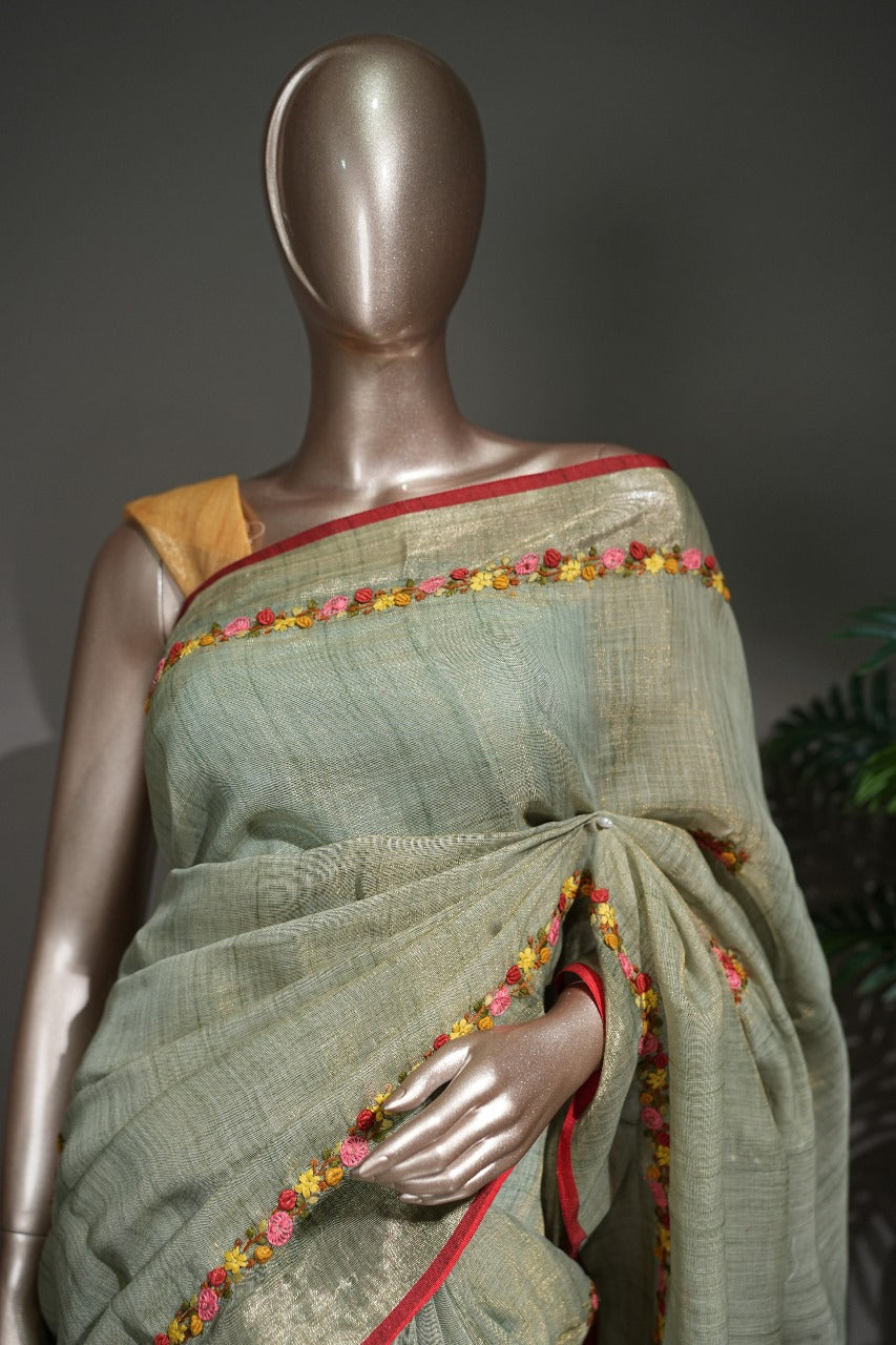 Linen Tissue Mix Saree TSA211