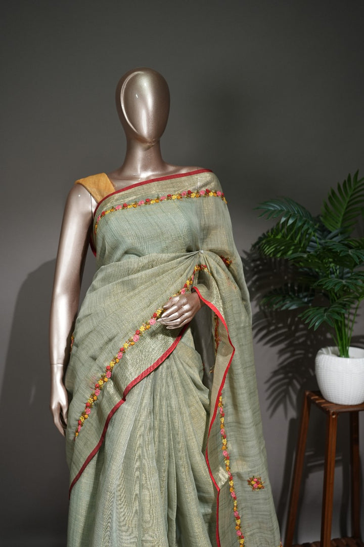 Linen Tissue Mix Saree TSA211