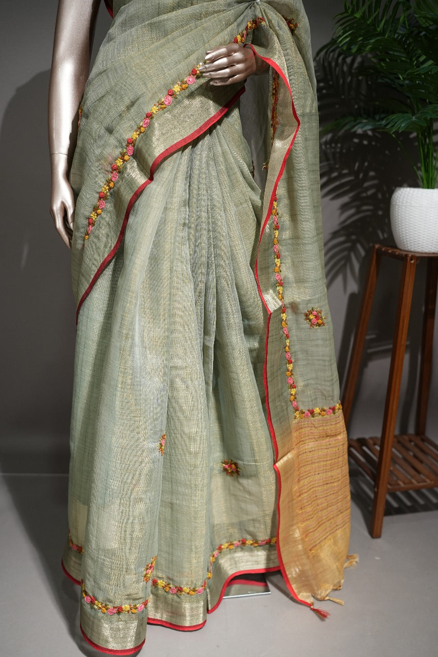 Linen Tissue Mix Saree TSA211