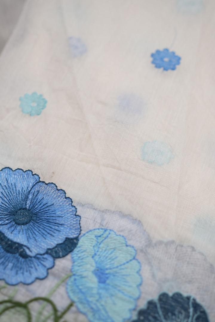 Chanderi  with Floral Threadwork  TRF2975