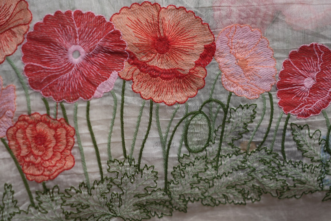 Chanderi  with Floral Threadwork  TRF2975
