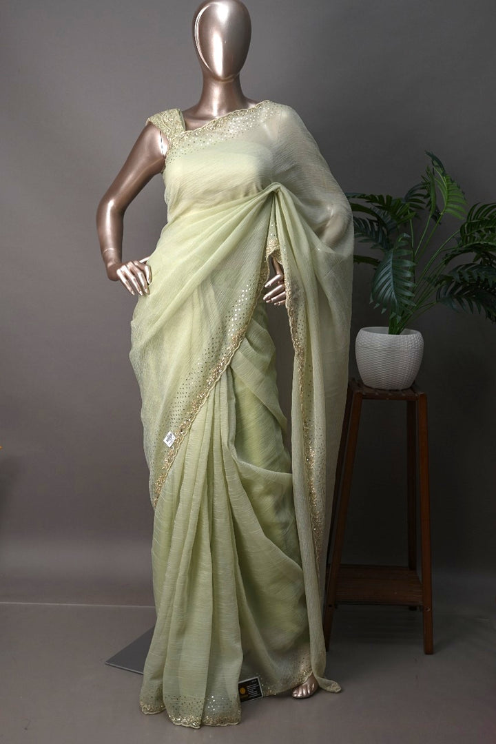 Crushed Tissue Saree TSA2981