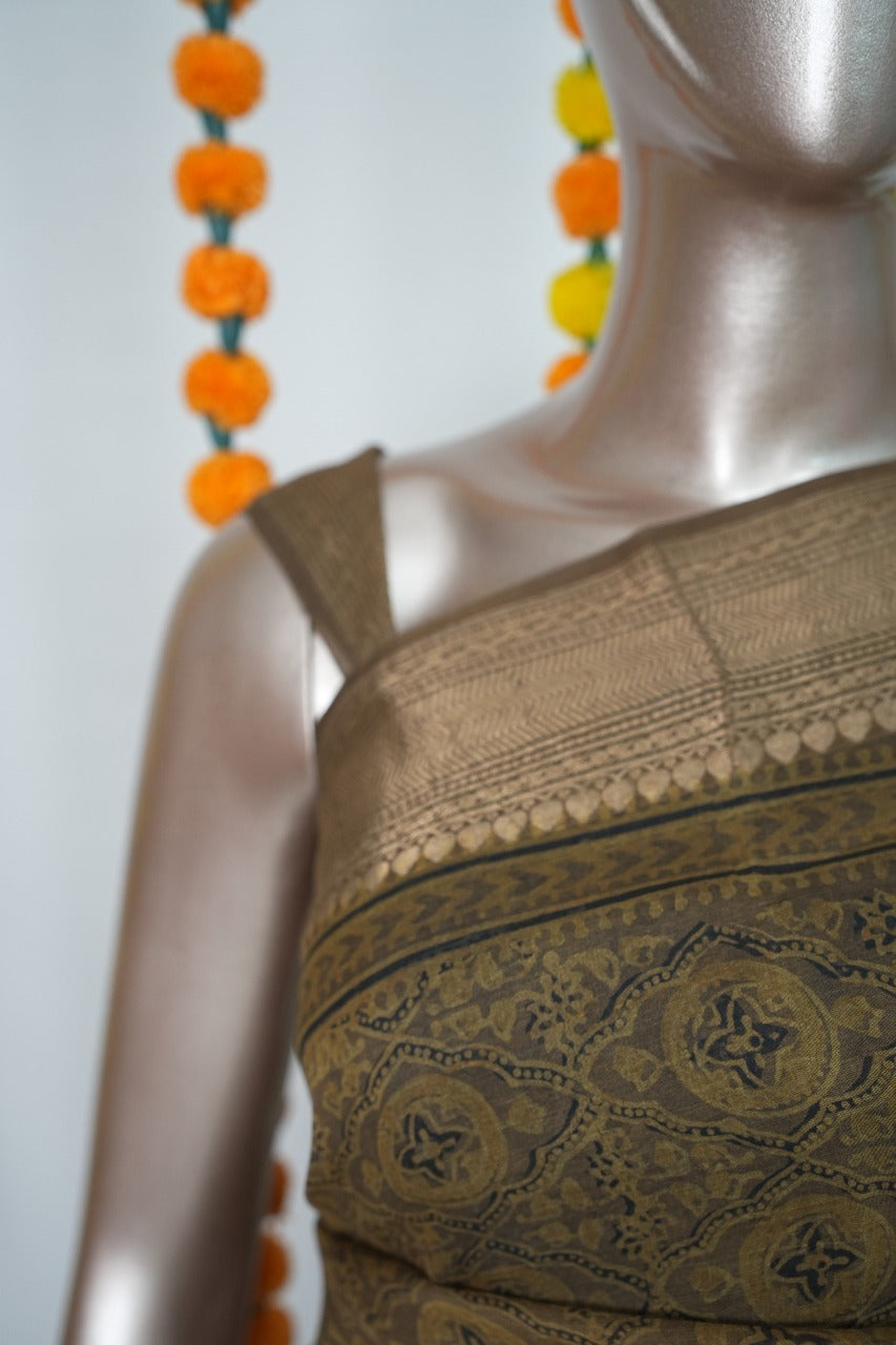 Ajrakh Print Saree TSA3146