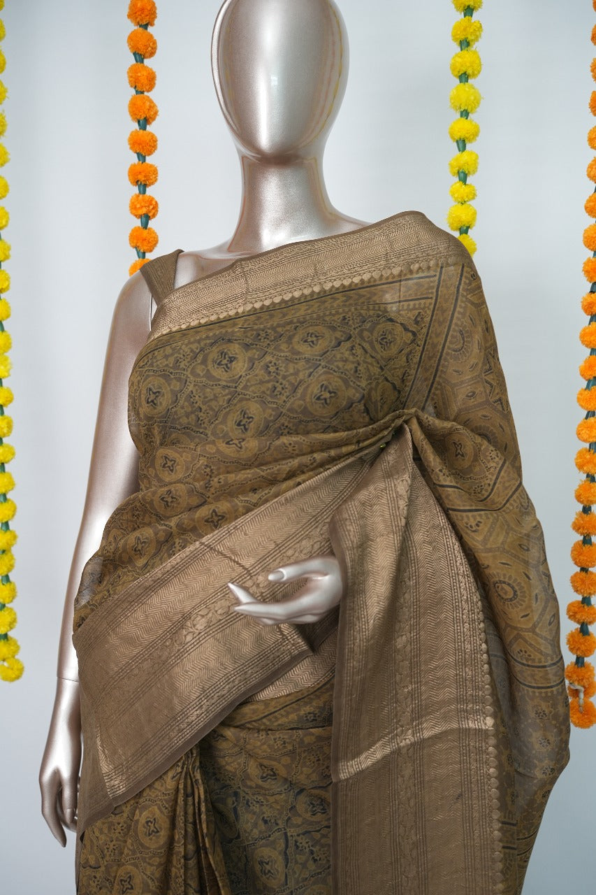 Ajrakh Print Saree TSA3146