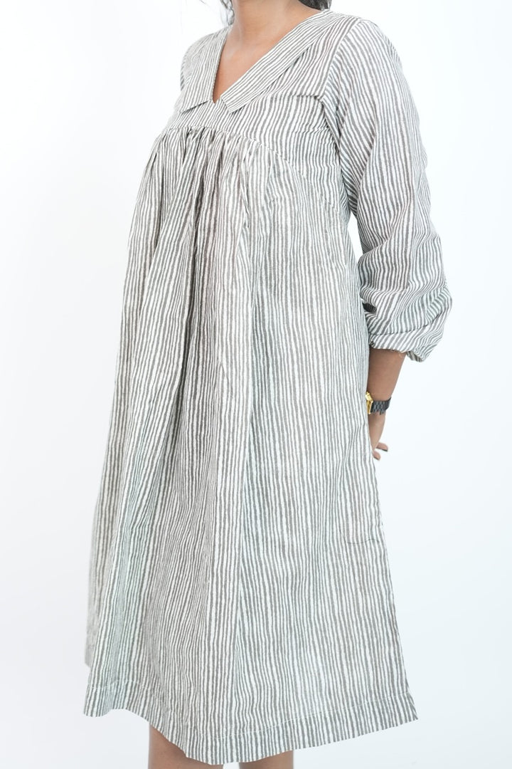 Gathered striped dress TCW1007
