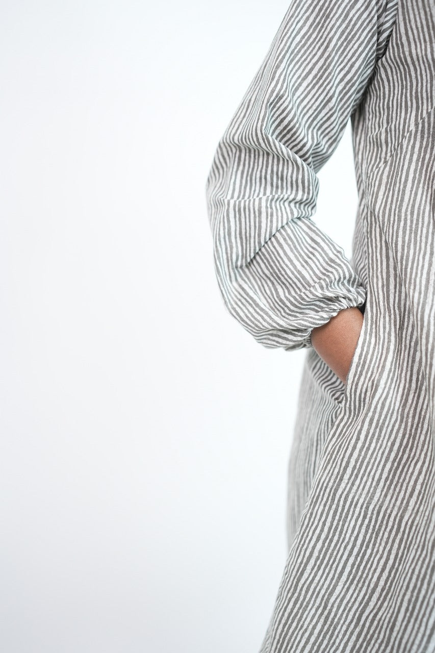 Gathered striped dress TCW1007