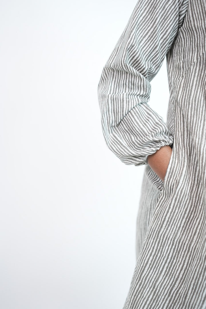 Gathered striped dress TCW1007
