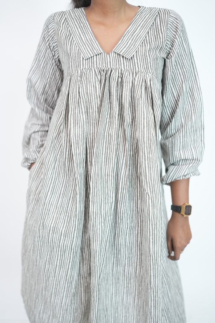 Gathered striped dress TCW1007