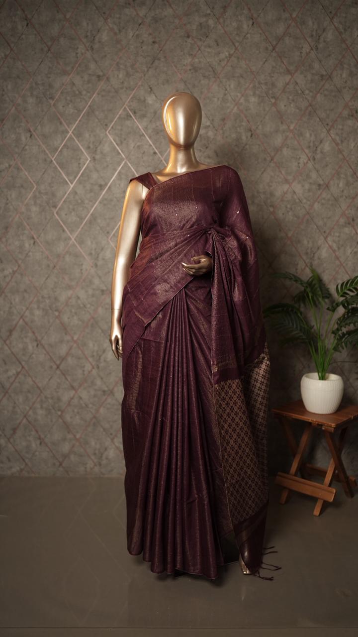 Linen Cotton Saree TSA3574