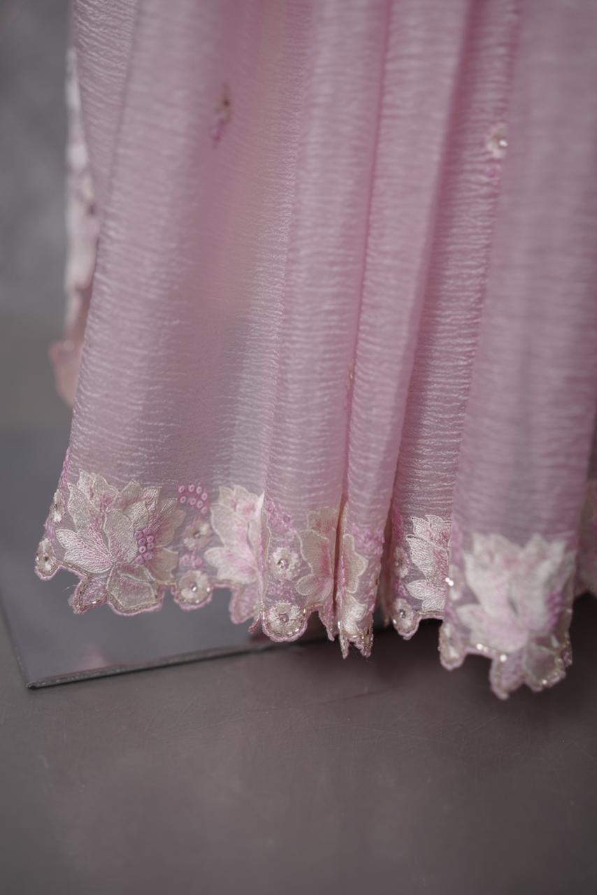 Crushed Organza Saree TSA3614