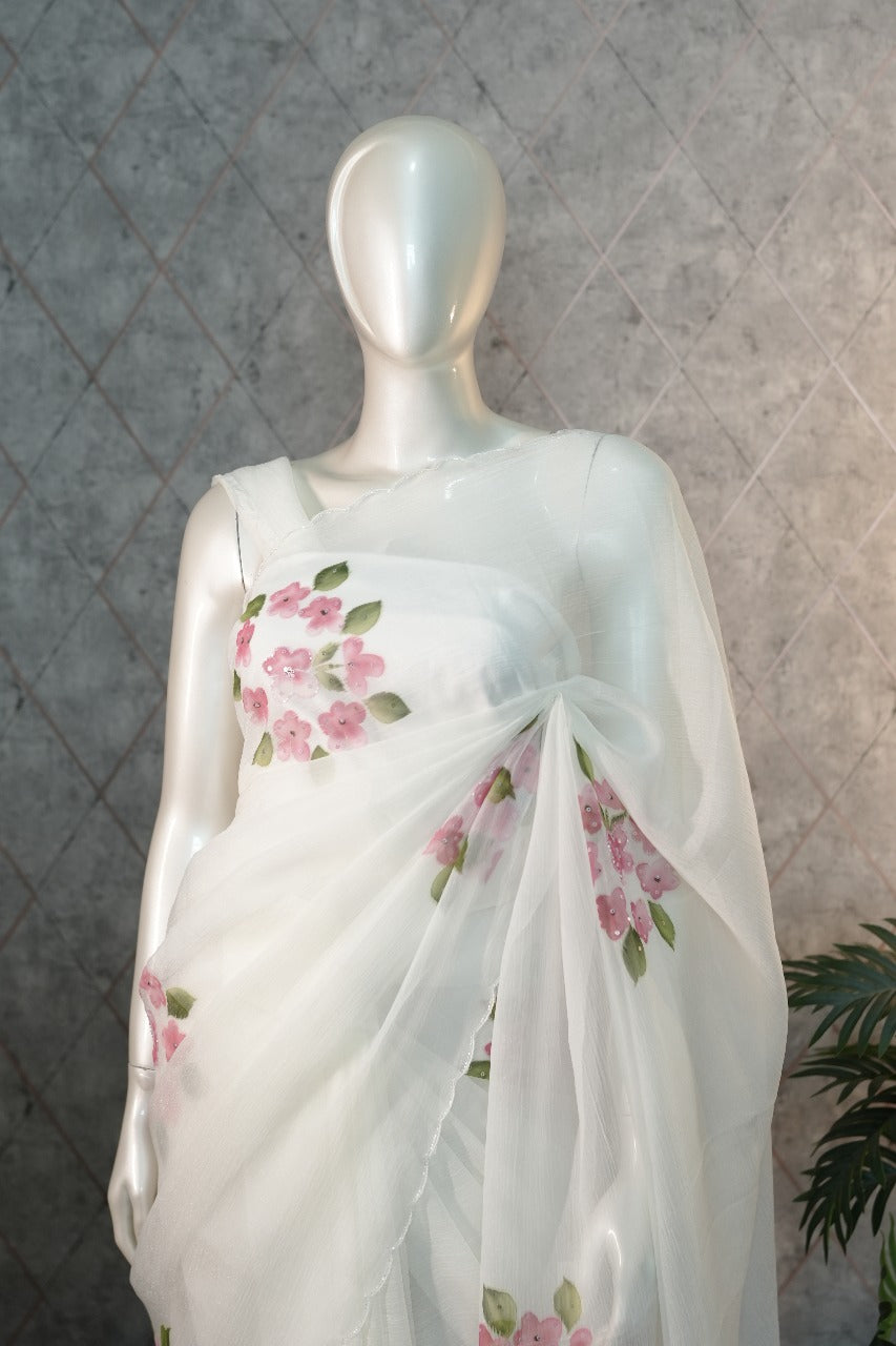 Crushed Tissue Saree TSA3627