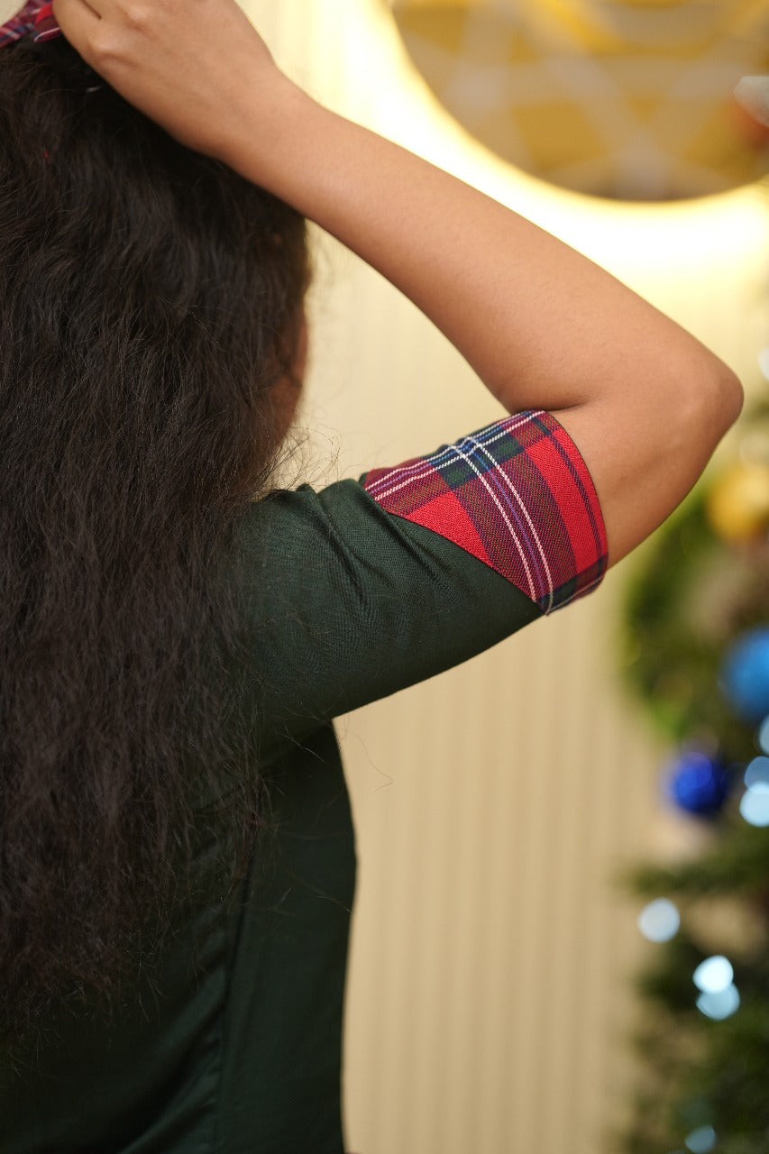 Plaid Godet Dress TFR3007