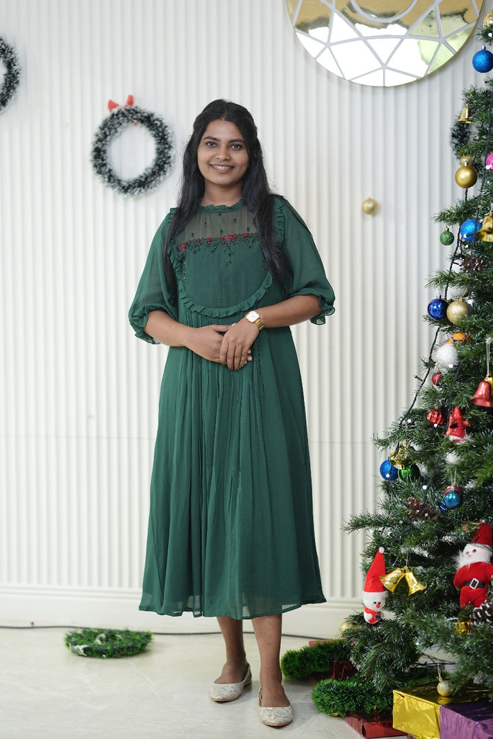 Pleated A-Line Dress TFR3008