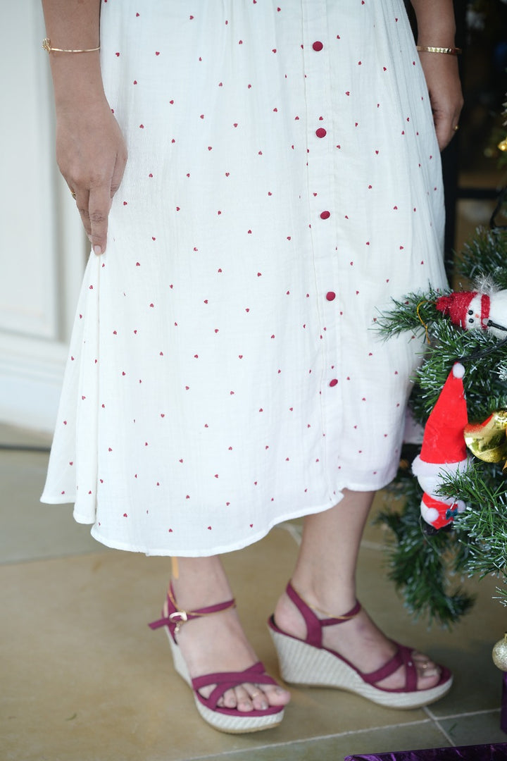 Heart-Print Cotton Dress TFR3012