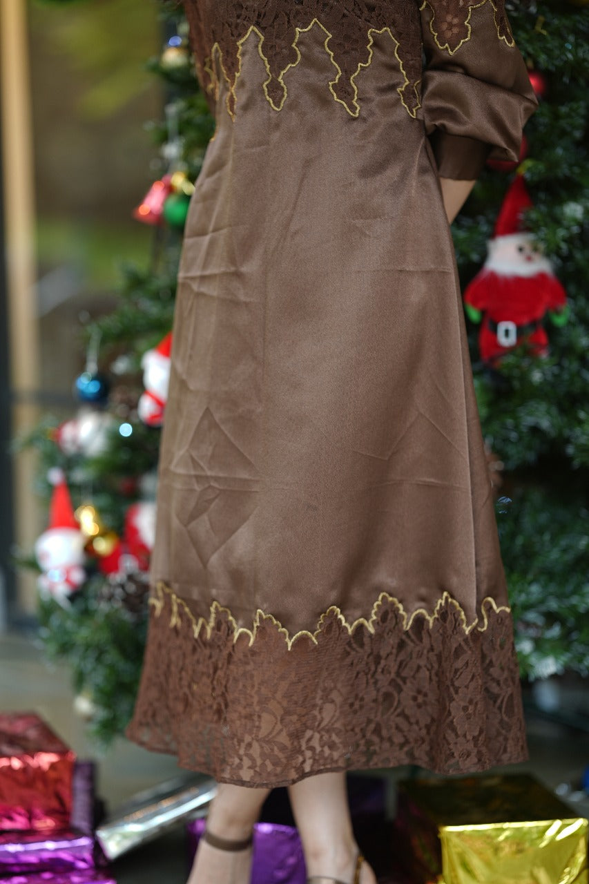 A-line Net and Satin Dress TFR3014