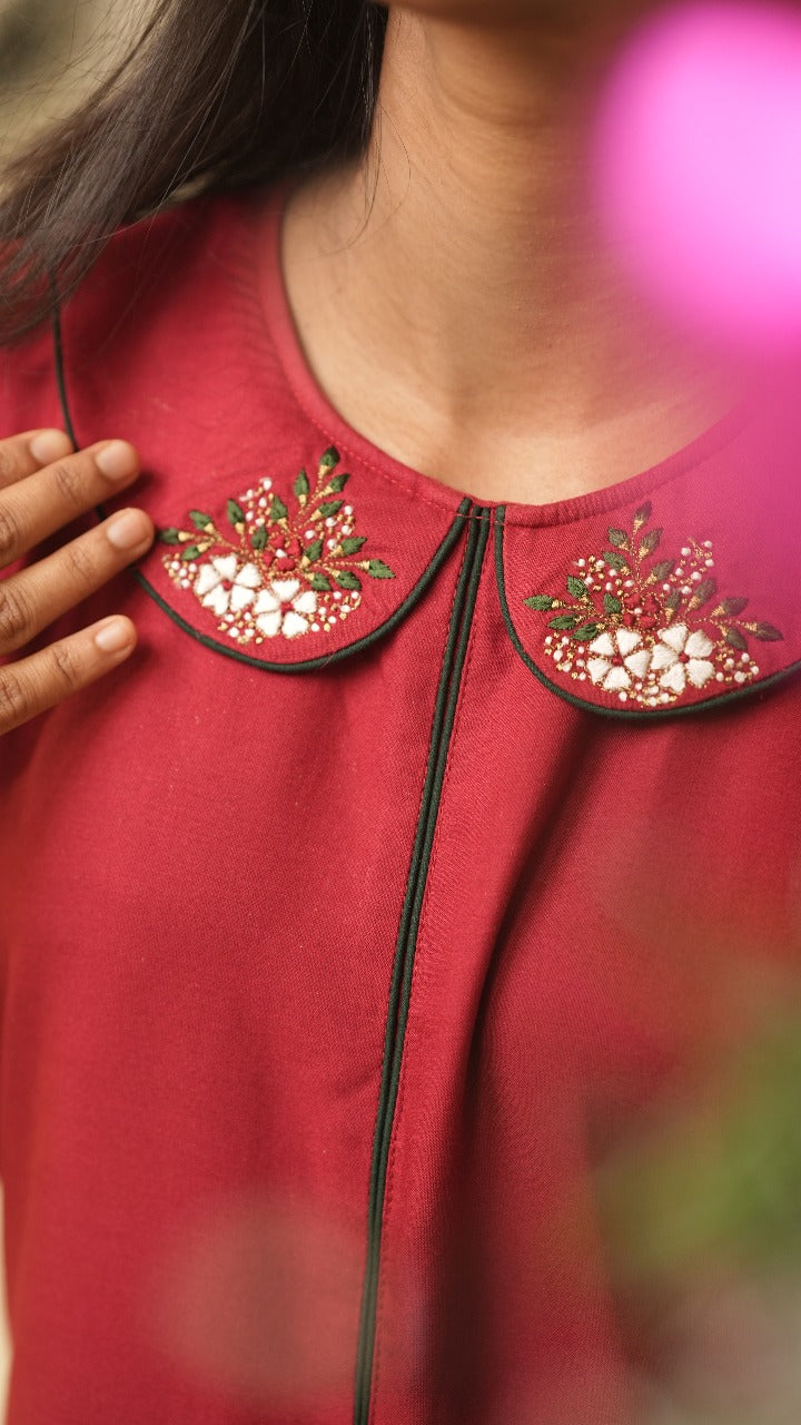 Uneven embroidered dress TFR3015