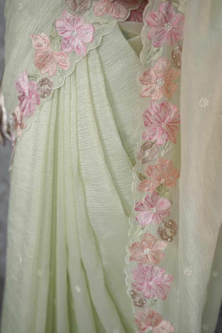 Crushed Organza Saree TSA3652