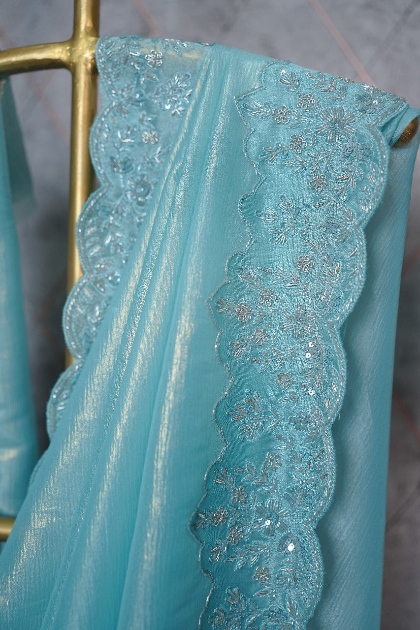 Crushed Tissue Saree TSA3688