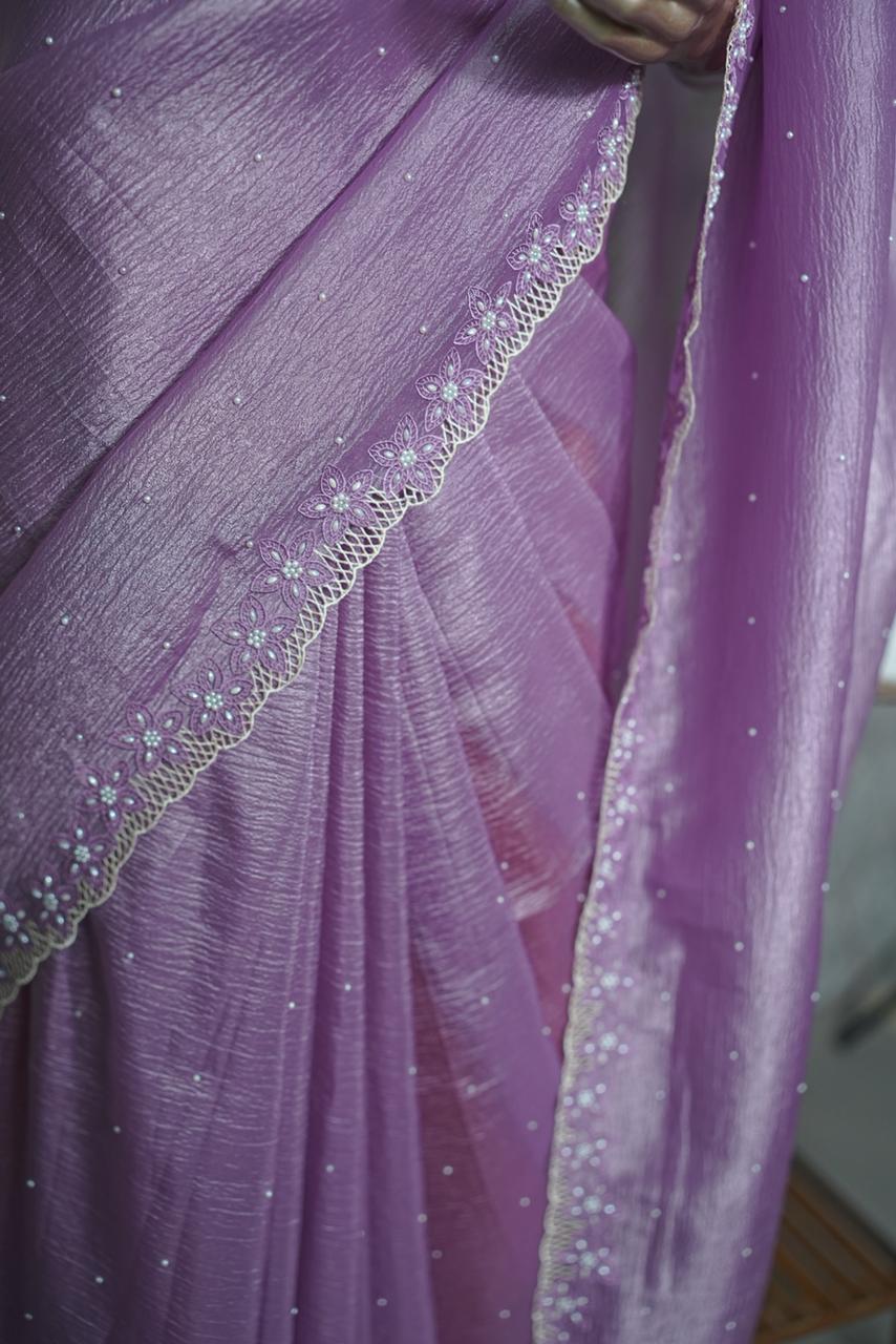 Crushed Tissue Saree TSA3709