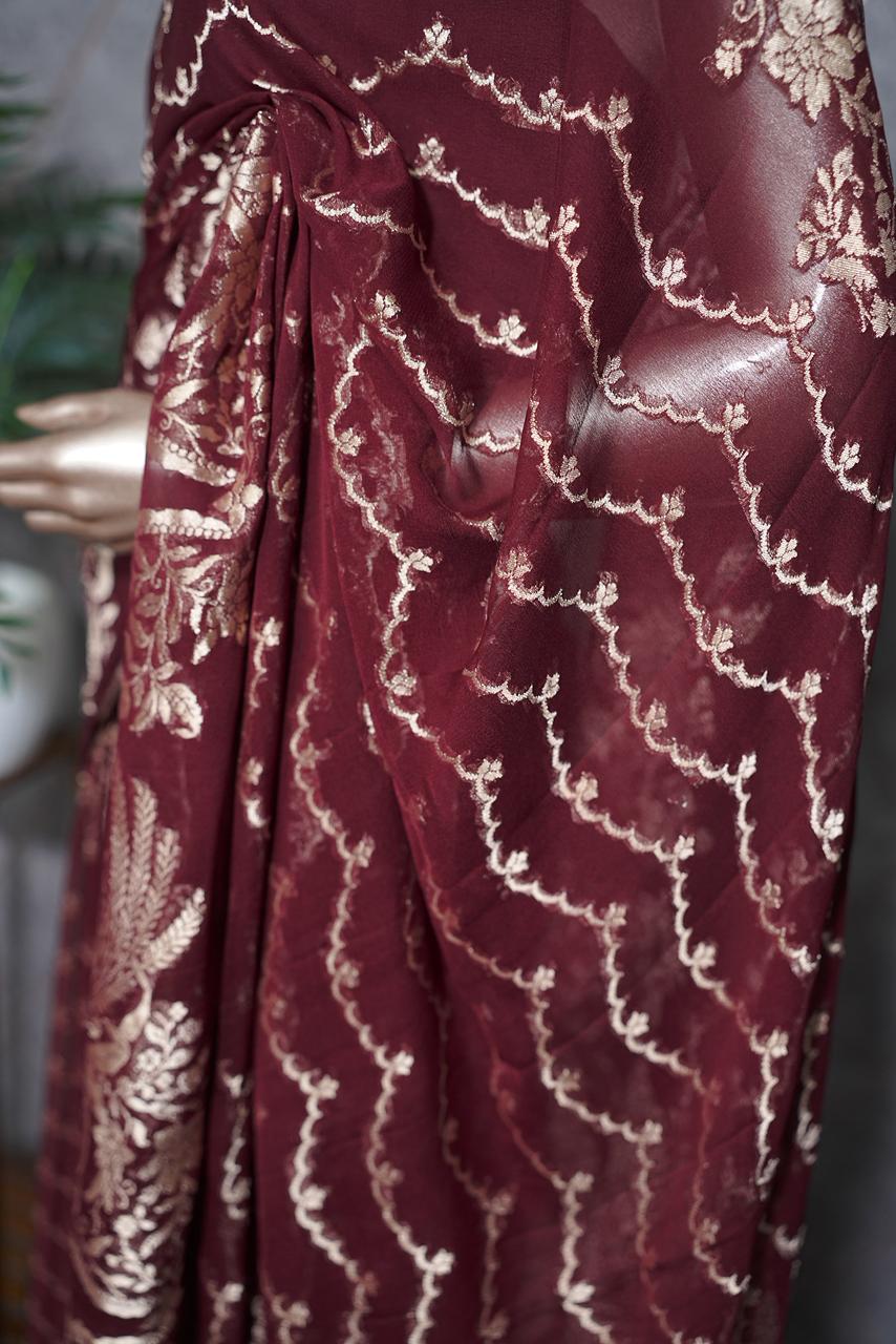 Pure Georgette Banarasi Saree TSA3737