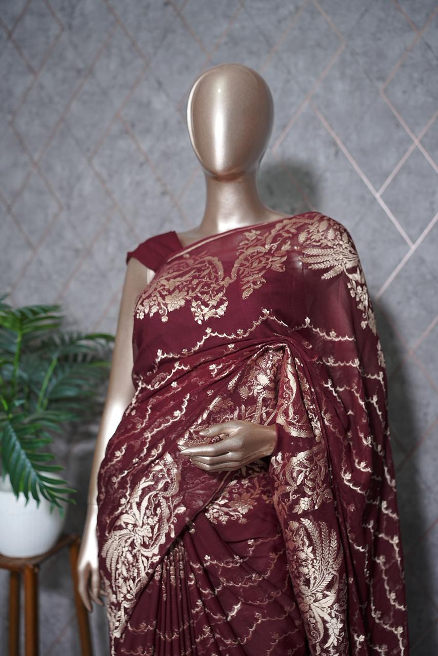 Pure Georgette Banarasi Saree TSA3737