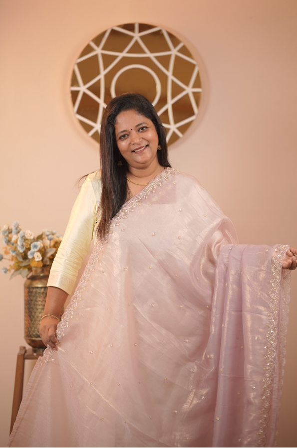 Crushed Shimmer Organza Saree TSA5693