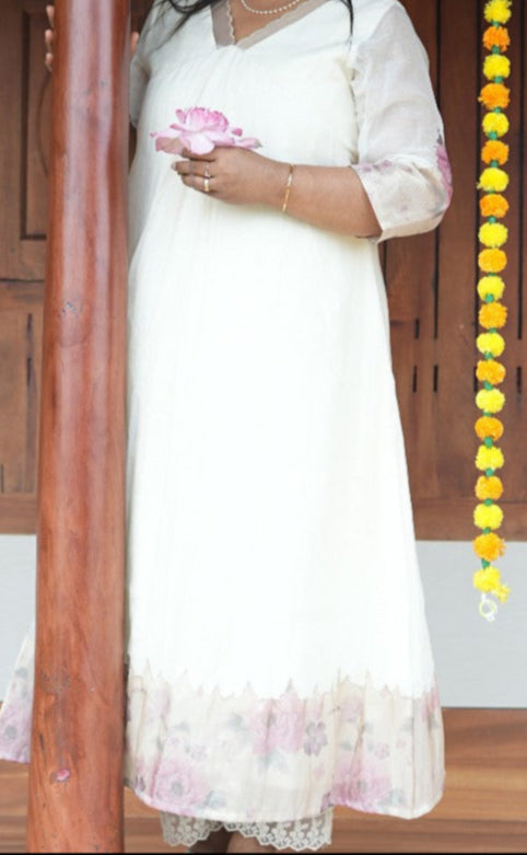 A-Line Tissue Applique Kurta TKT2511