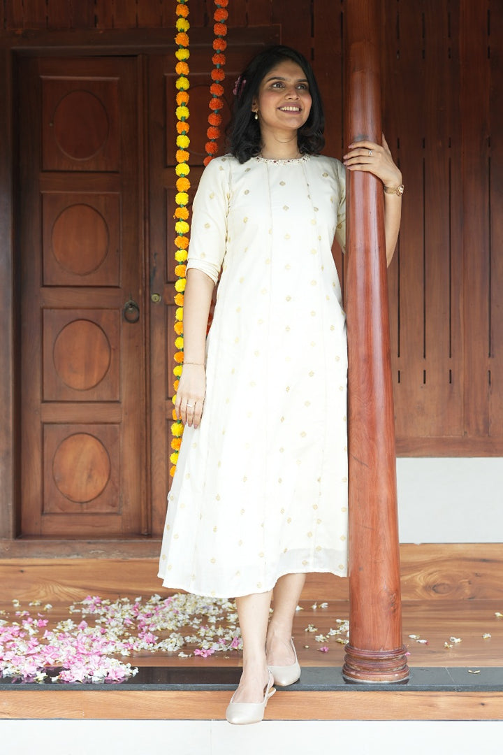 Polka Dot Panel Kurta TKT2512