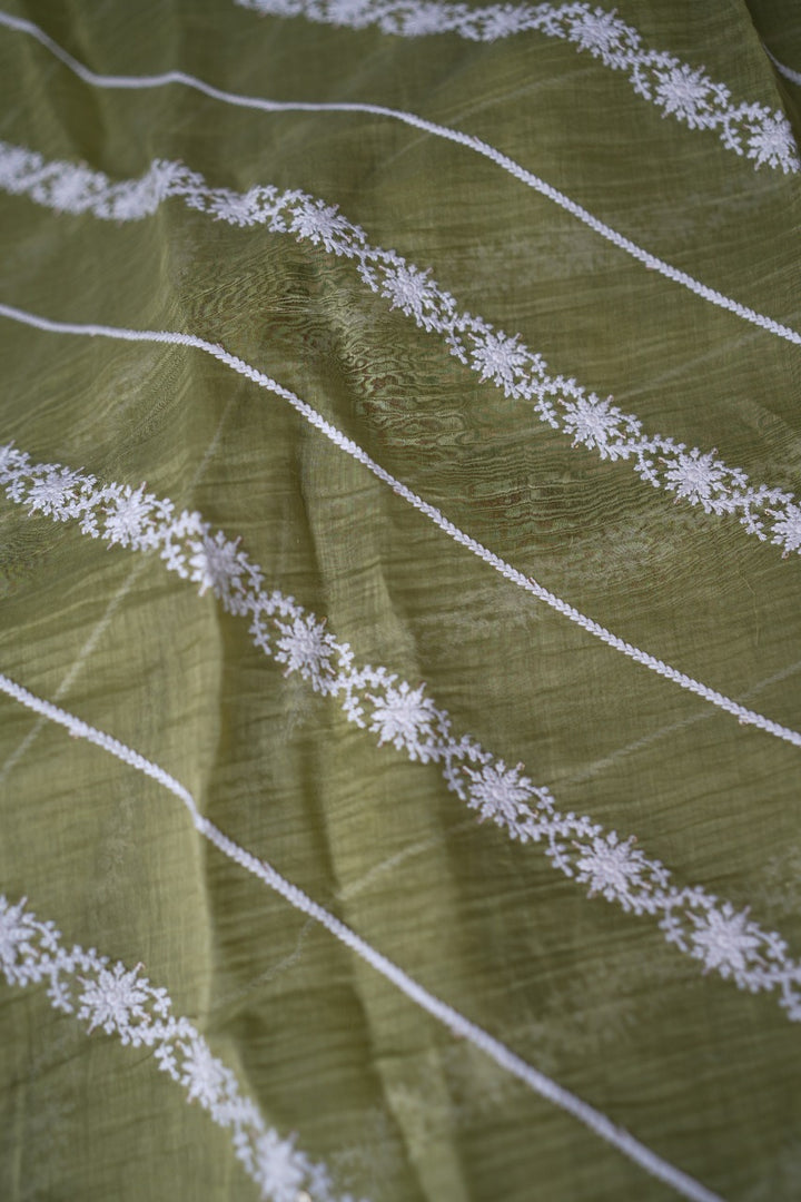Malai chanderi material With Floral Motif TRF3079