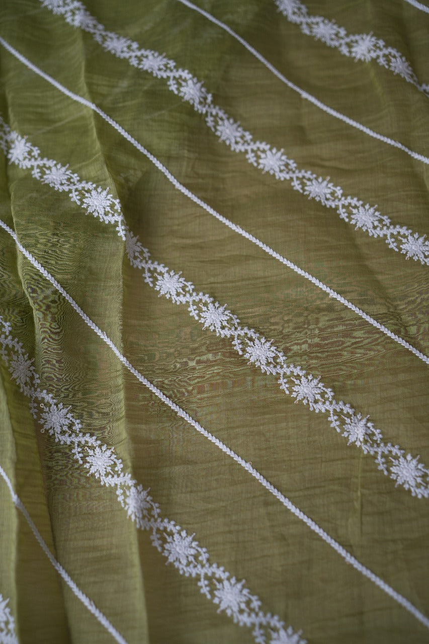 Malai chanderi material With Floral Motif TRF3079