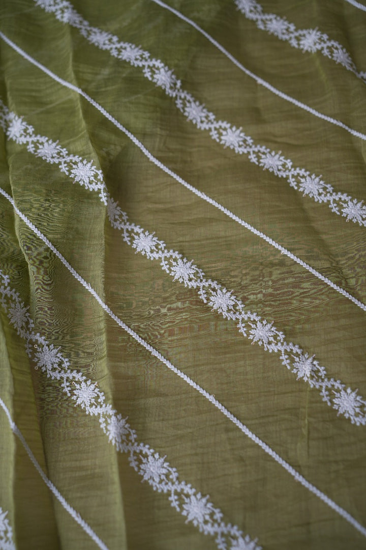 Malai chanderi material With Floral Motif TRF3079