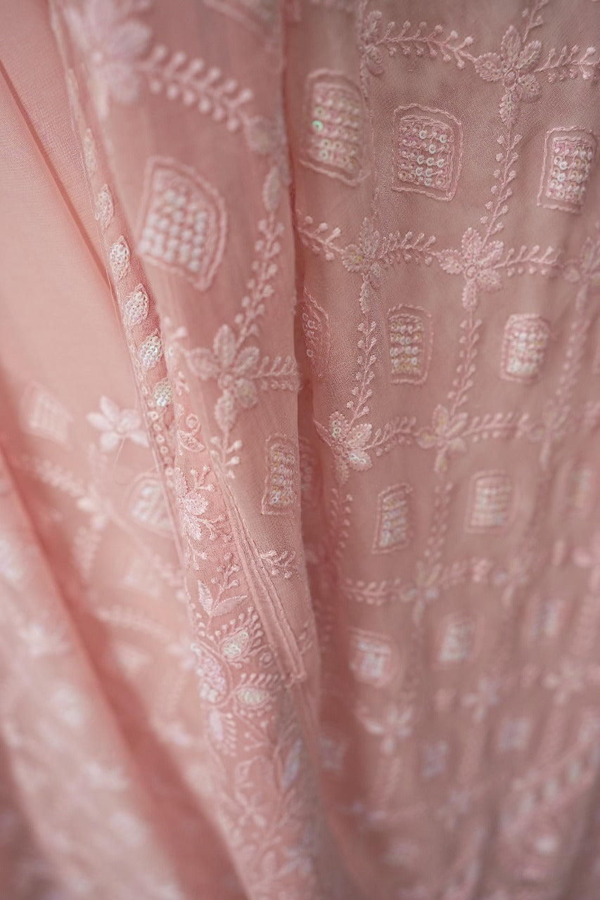 Georgette Chikkankari Saree TSA3168