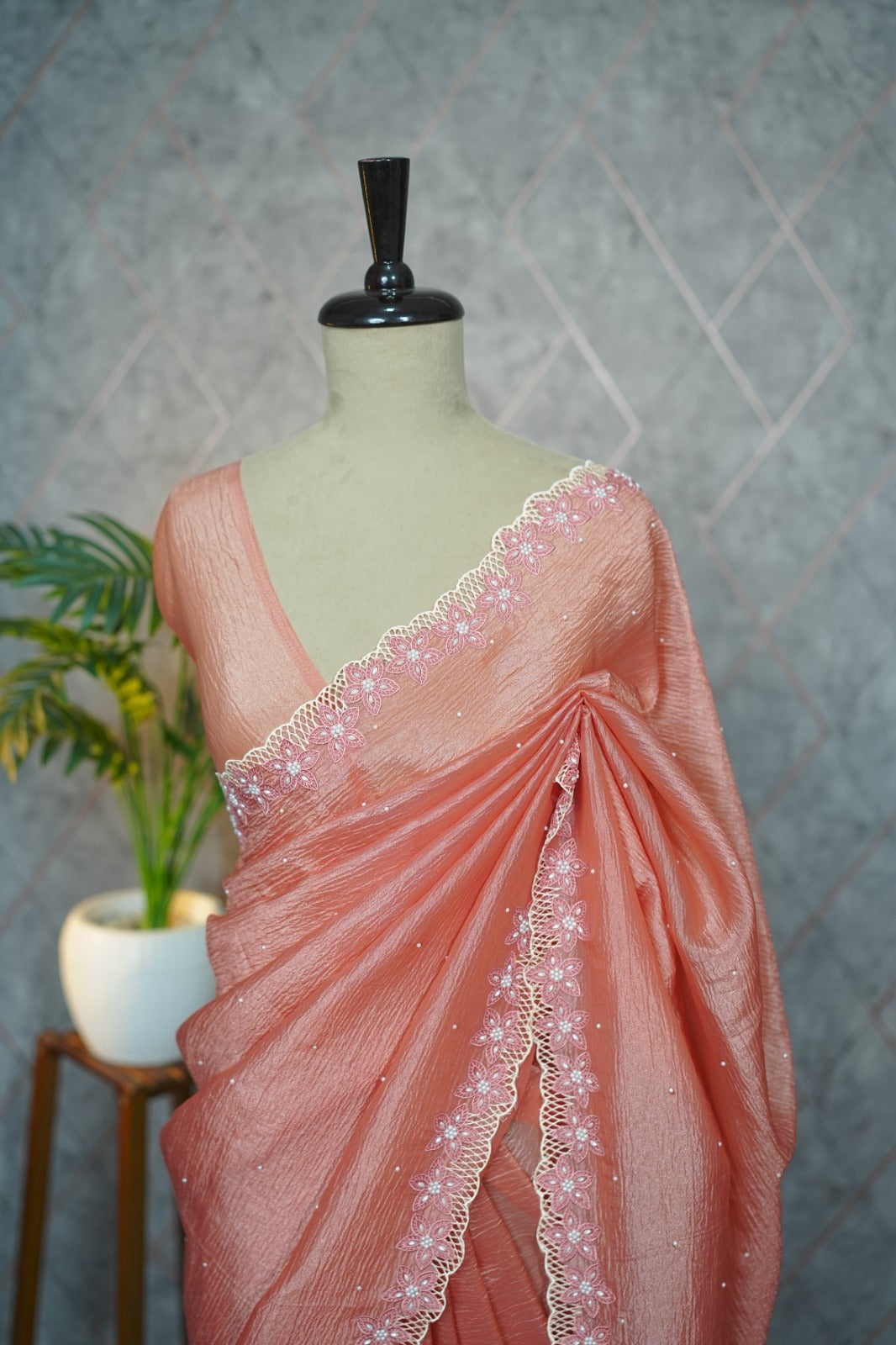 Crushed Organza Saree TSA3794